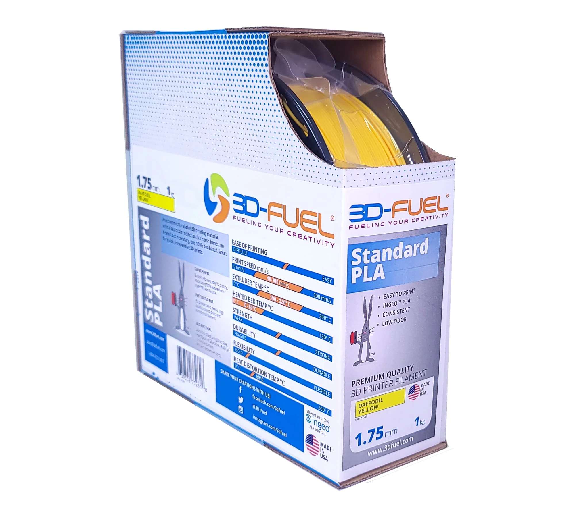 Standard PLA+, Daffodil Yellow, 1.75mm - Image 4