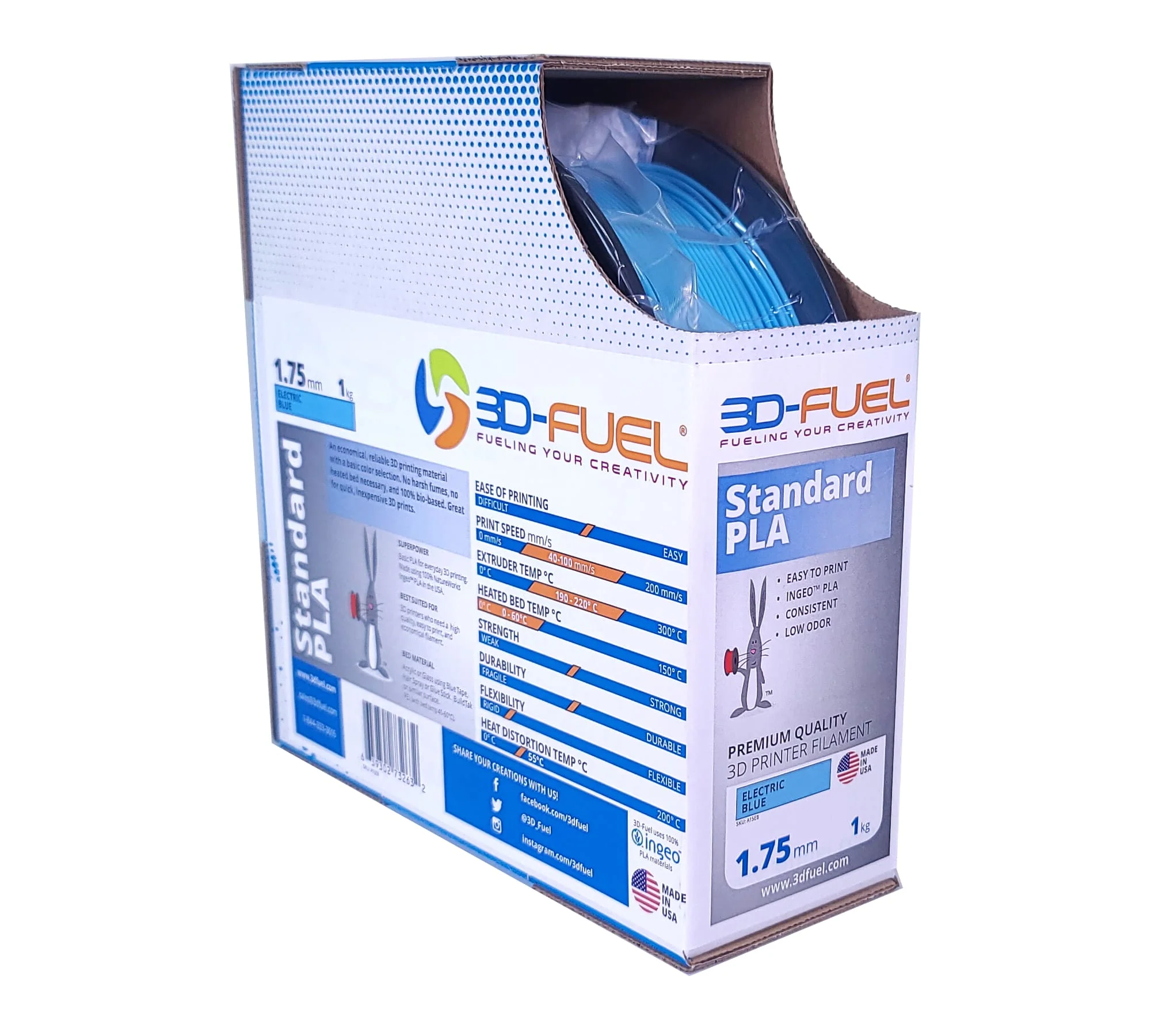 Standard PLA+, Electric Blue, 1.75mm - Image 4