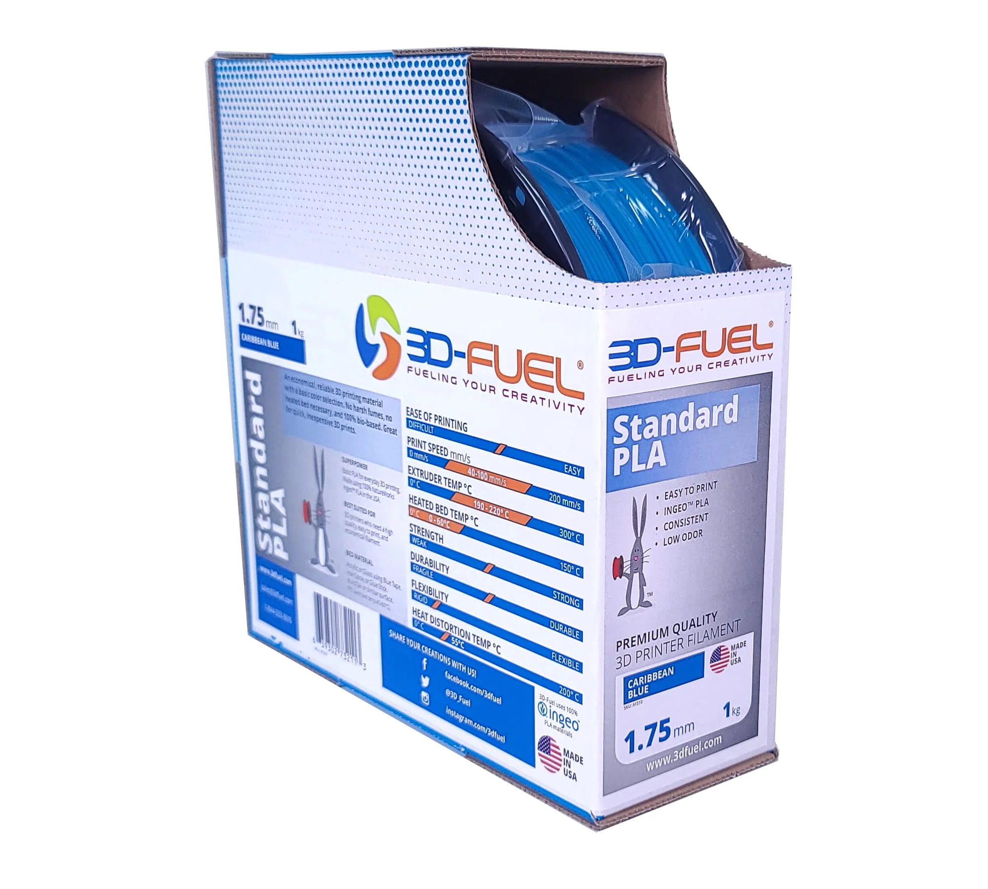 Standard PLA+, Caribbean Blue, 1.75mm - Image 4