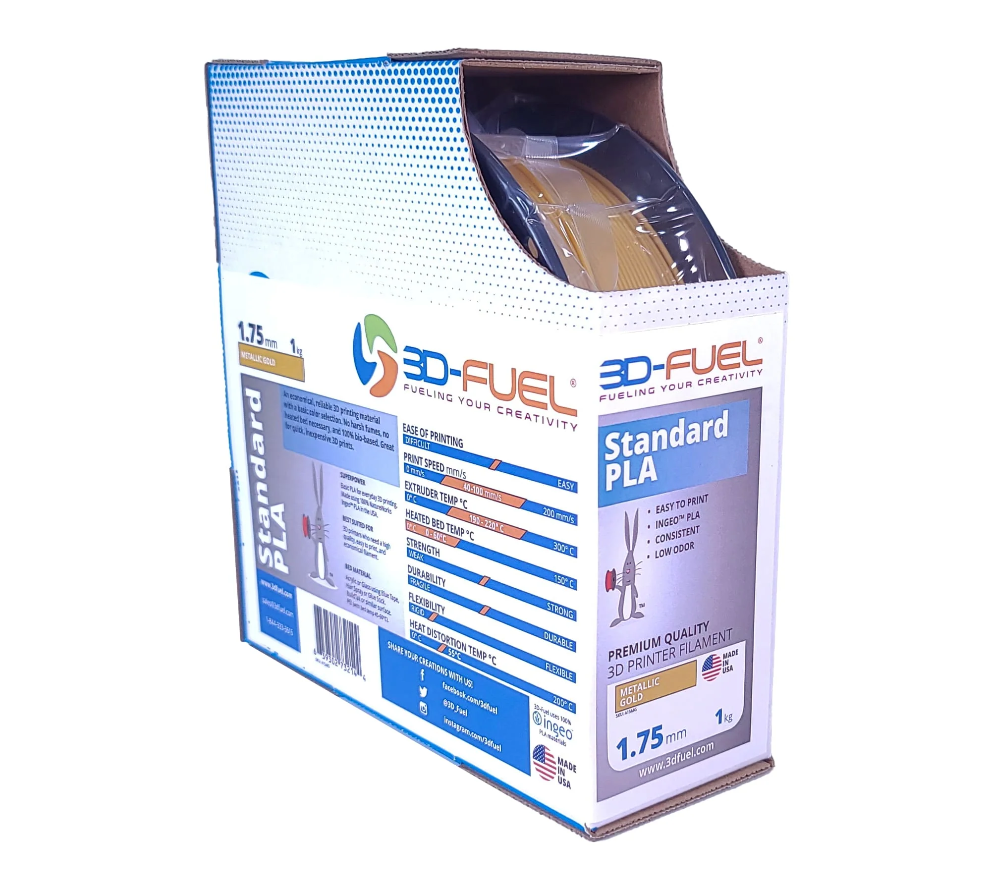 Standard PLA+, Metallic Gold, 1.75mm - Image 4